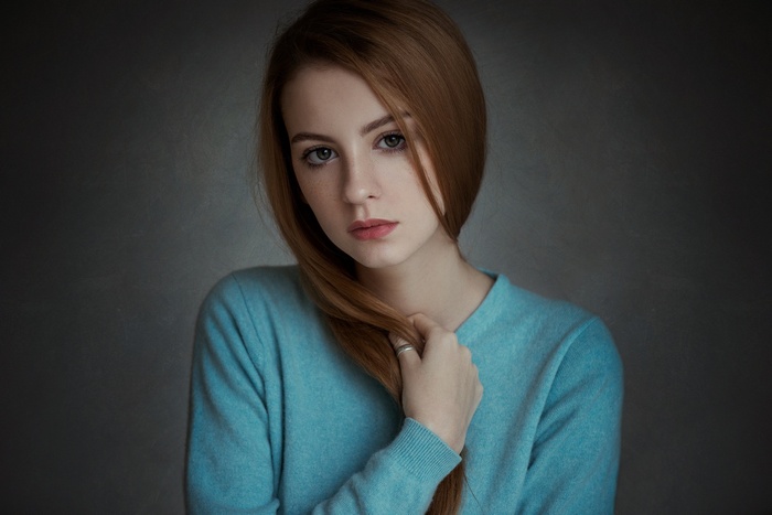 Portrait of Ann Nevreva, a redhead model