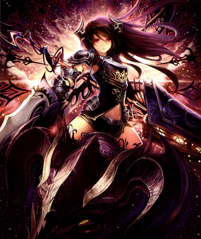 Dark Dragon from Shingeki no Bahamut with horns and red eyes