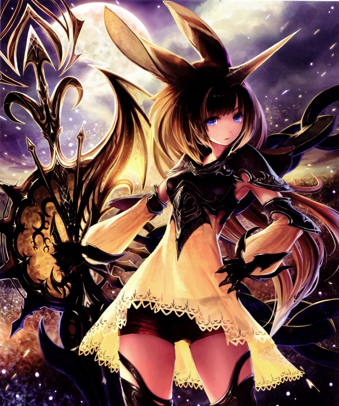Al-miraj from Shingeki no Bahamut with bunny ears and armor