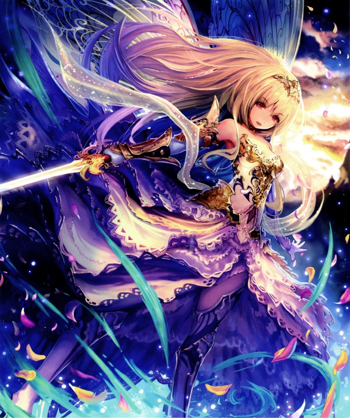 Aria from Shingeki no Bahamut with a sword