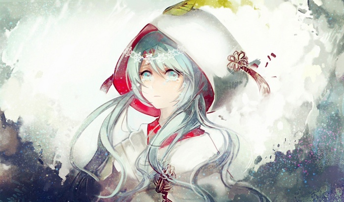 Yuki Miku Crying in a White Hood