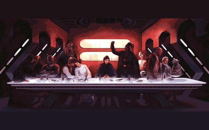 The Last Supper, Boba Fett, Star Wars, Chewbacca, Darth Maul, Darth Vader, mix up, Yoda, Han Solo