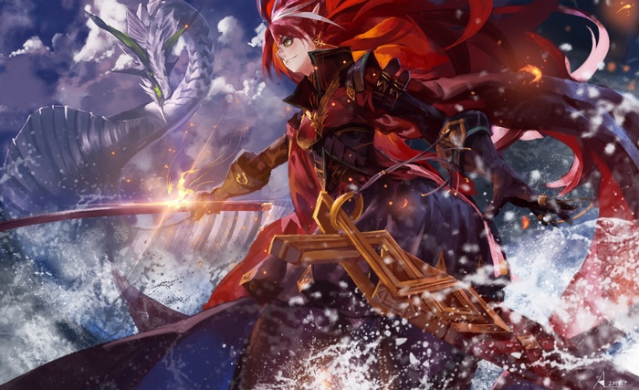 Pixiv Fantasia: Warrior Fights Dragon in the Sea