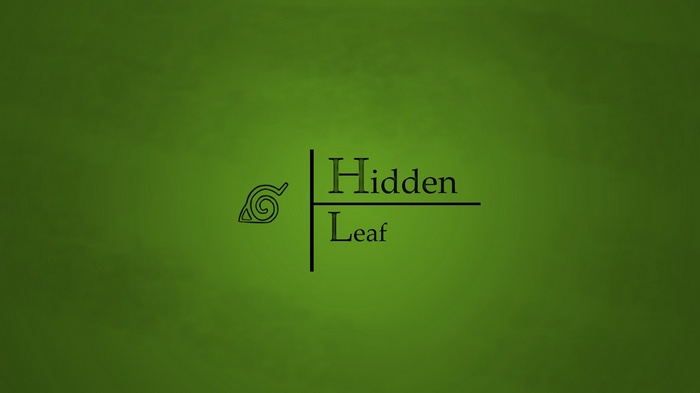 Hidden Leaf symbol and text on green background