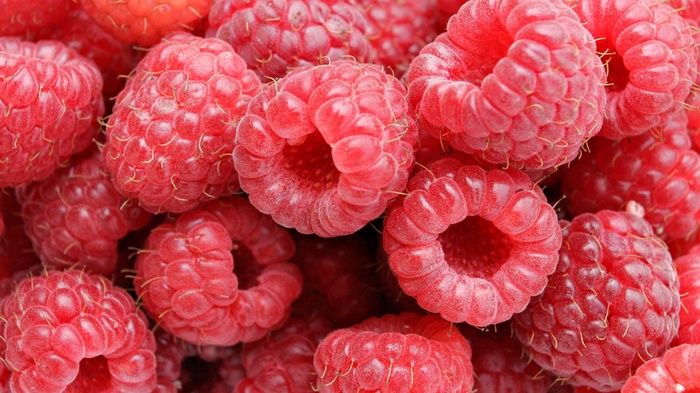 Close-up of fresh, ripe raspberries