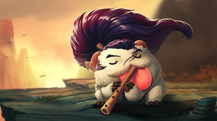 Yasuo Poro playing a flute in a field