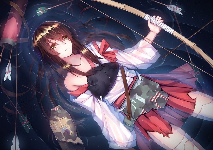Akagi from Kantai Collection with bow and arrows