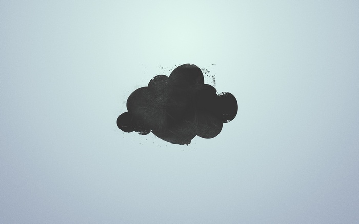 Black cloud on a light blue background