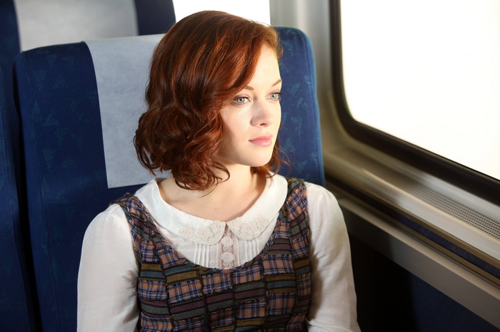 Jane Levy on a train