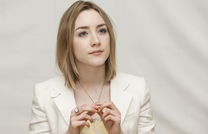 Saoirse Ronan wearing a white blazer