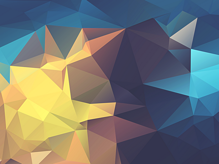 Abstract low poly geometric artwork with blue and yellow.