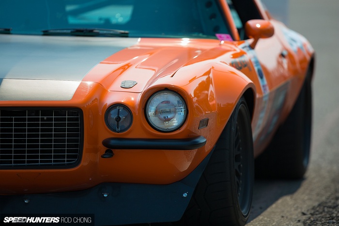 Orange Pontiac Firebird race car