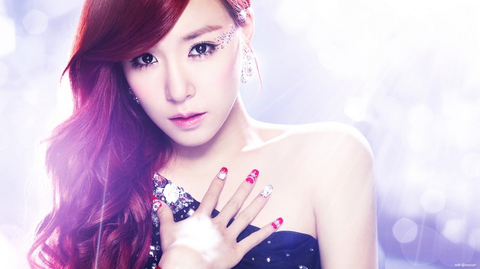 Tiffany from Girls' Generation with red hair