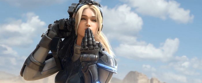 Nova from Heroes of the Storm blowing a kiss