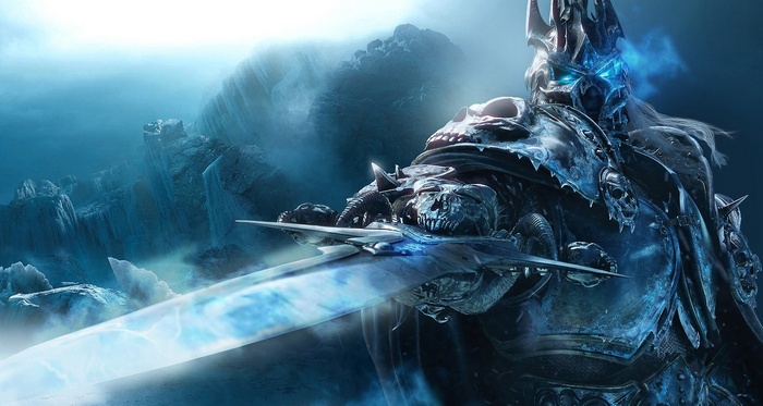 The Lich King from World of Warcraft holding Frostmourne