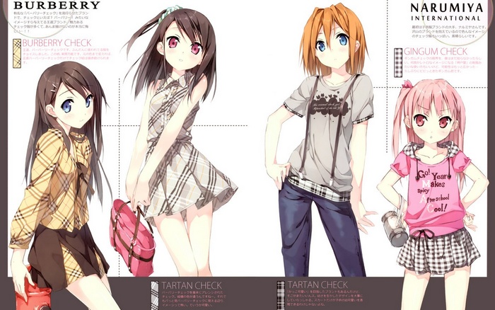 Anime Girls in Burberry and Narumiya International Fashion