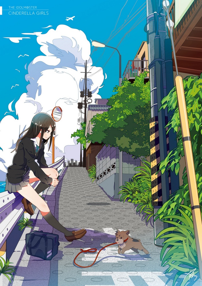 Shibuya Rin and dog in THE iDOLM@STER: Cinderella Girls