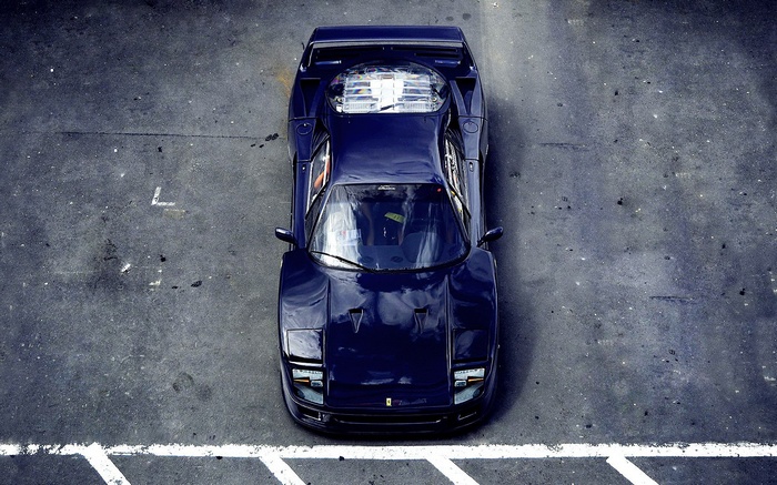 Dark Blue Ferrari F40 from Above