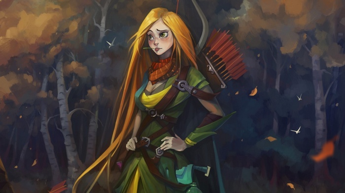 Windranger from Dota 2 in a forest