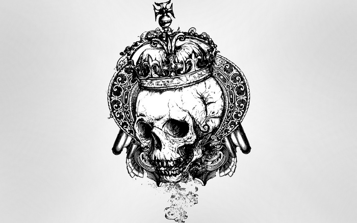 Skull with a crown and ornate frame