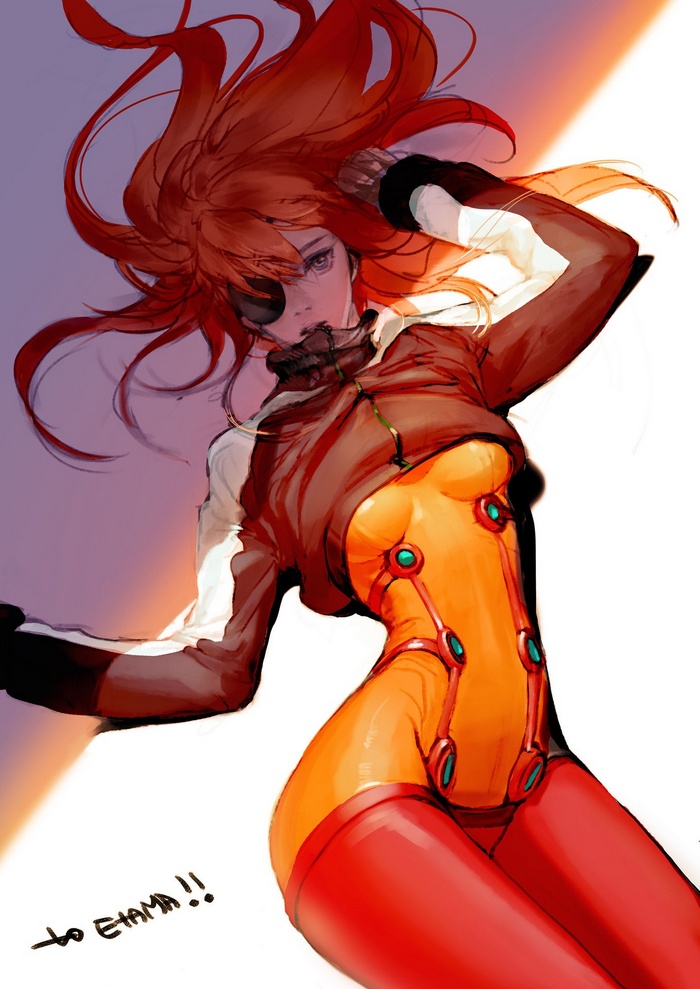 Asuka Langley Shikinami, redhead, eye patch, Asuka Langley Soryu, anime girls, Neon Genesis Evangelion