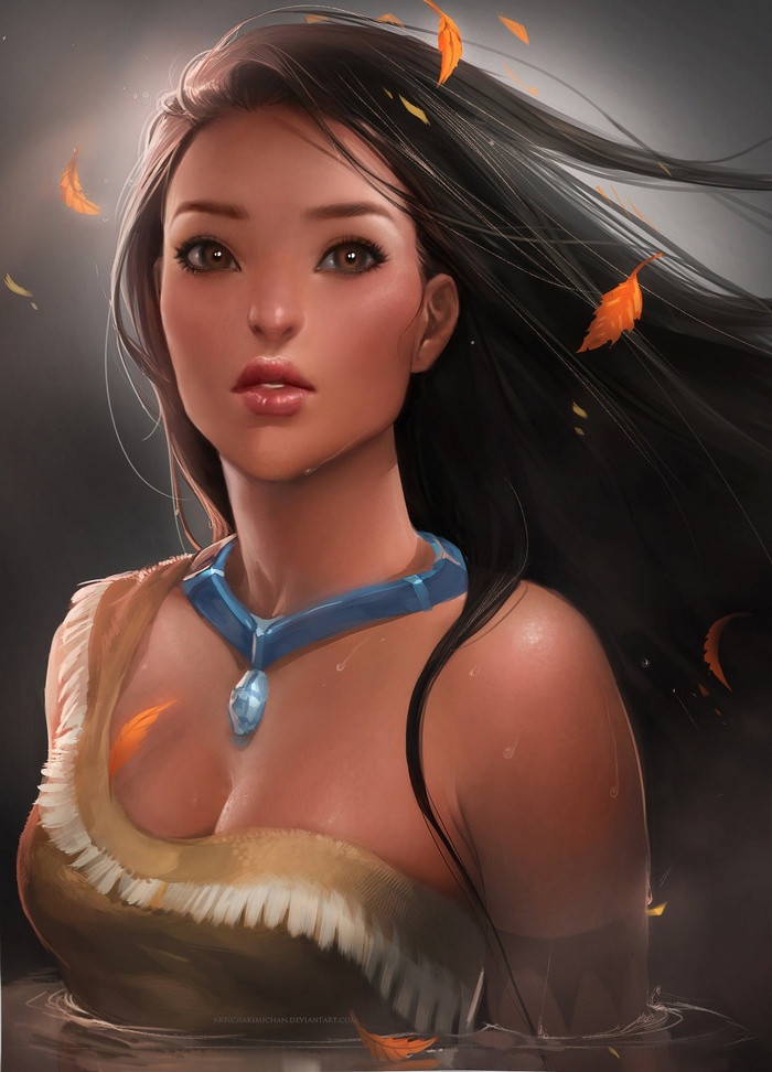Pocahontas with falling leaves