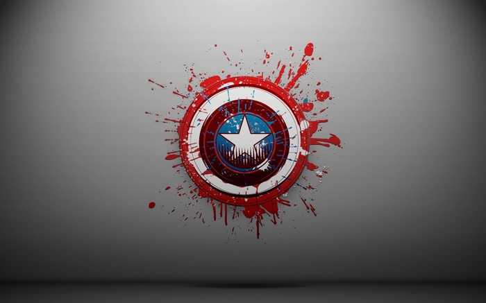 Captain America's Shield with Red Paint Splatter