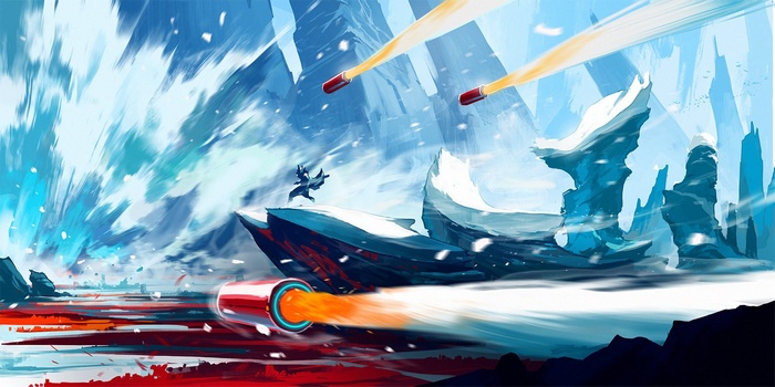Anton Fadeev concept art of a futuristic battle