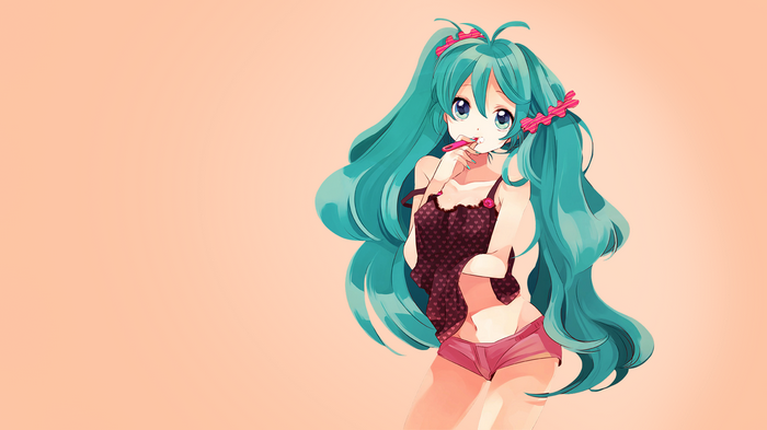 Hatsune Miku in nightwear with twintails