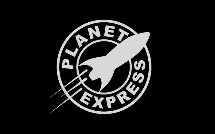 Planet Express logo with a rocket