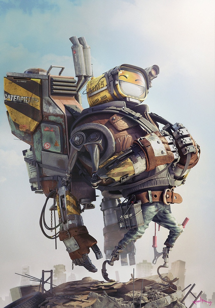 Caterpillar robot with smiley face screen
