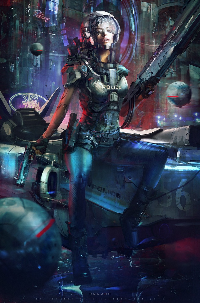 Sci-fi Police Girl in Futuristic New York 2056