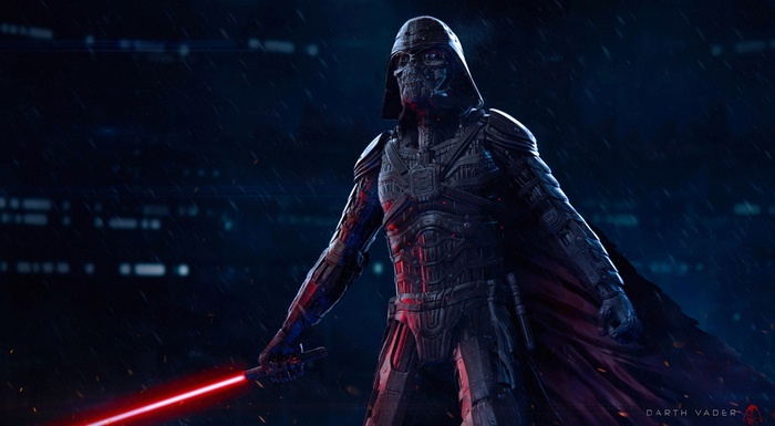 Darth Vader with a red lightsaber