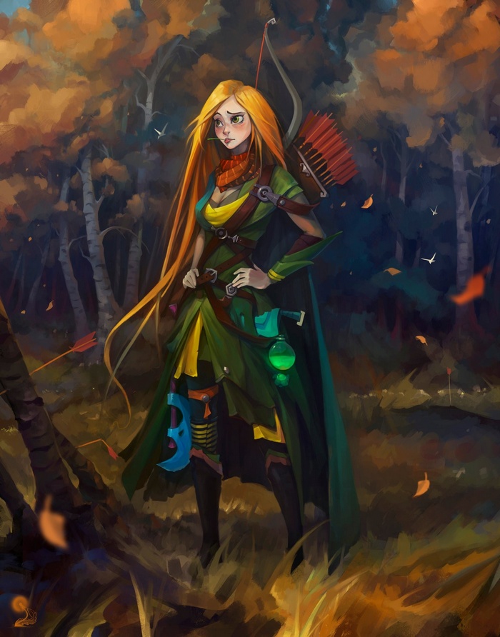 Windranger from Dota 2 with a bow and arrows