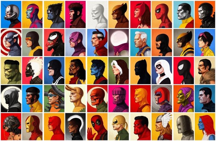 Marvel Comics Characters Portrait Grid
