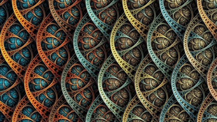 Abstract fractal pattern with geometric shapes and colors