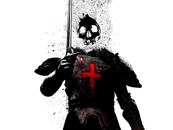 Knight with Skull Head and Red Cross