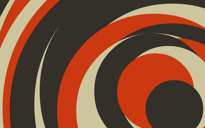 Abstract geometric pattern with orange, beige, and dark gray.