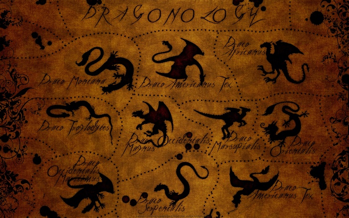 Dragonology map with various dragon illustrations
