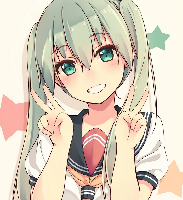 Hatsune Miku anime girl with twintails in school uniform