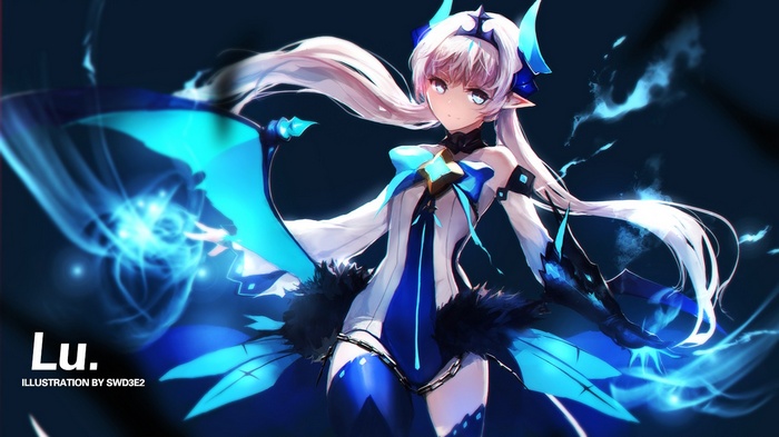 Lu from Elsword with blue energy