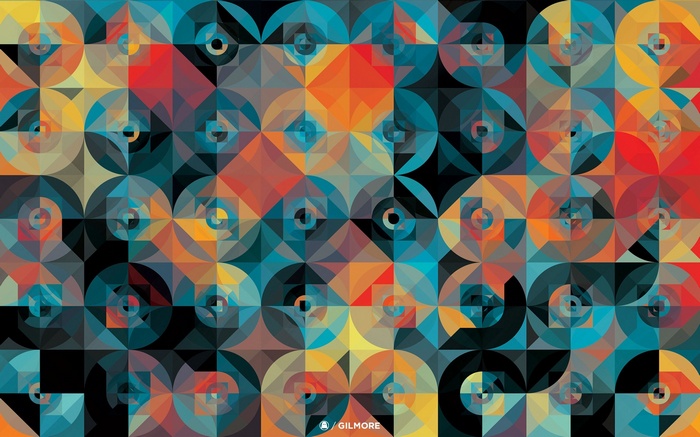 Abstract geometric pattern with circles and squares