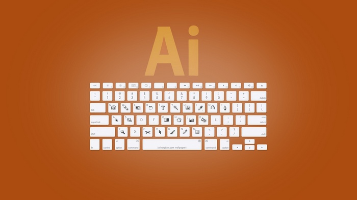 Adobe Illustrator keyboard shortcuts on orange background