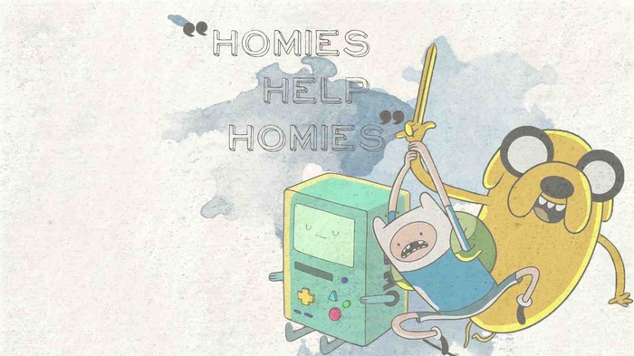 Adventure Time: Finn, Jake, and BMO with quote