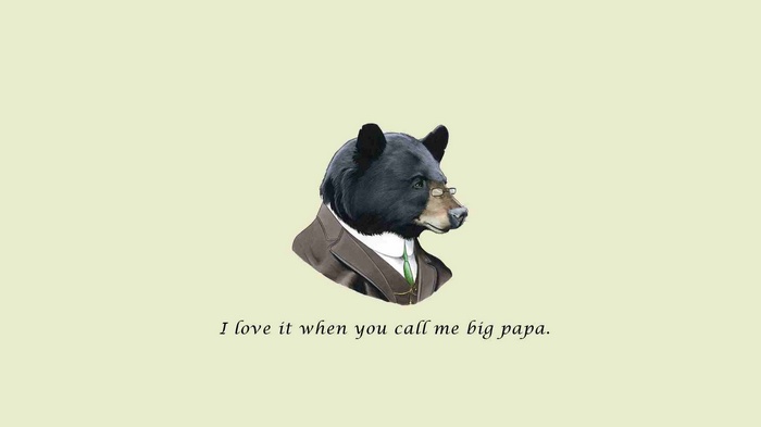 Bear in a suit with quote