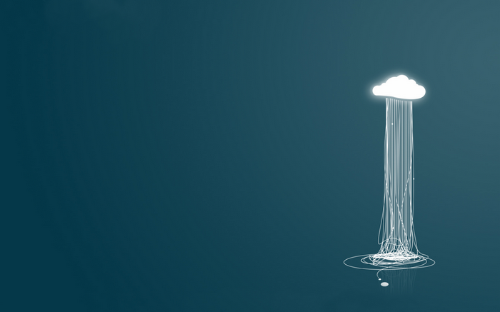 Minimalist cloud raining tangled lines