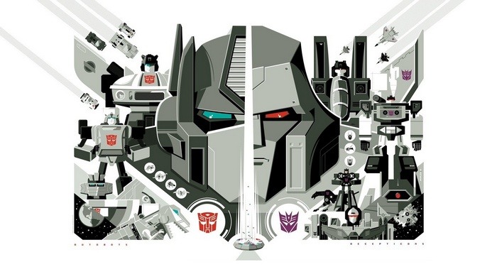 Transformers Optimus Prime and Megatron confrontation art