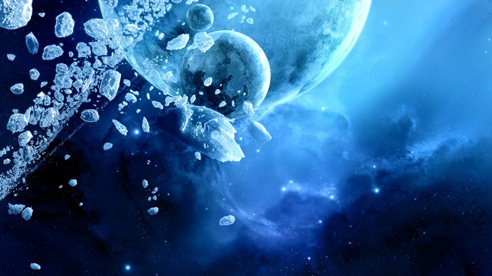 Ice asteroids and planets in deep space