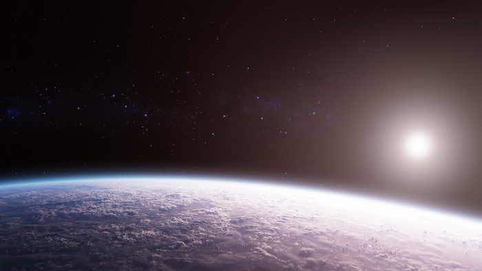 Earth's atmosphere and stars from space