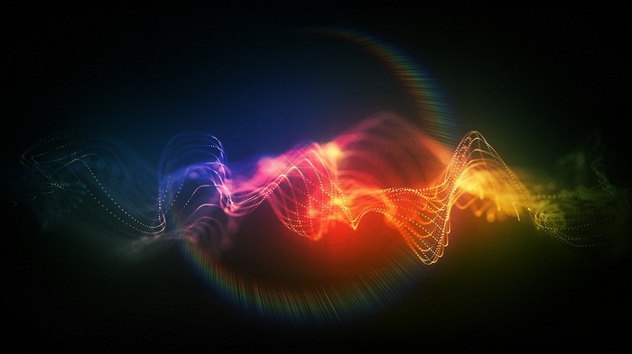 Abstract colorful light wave particles